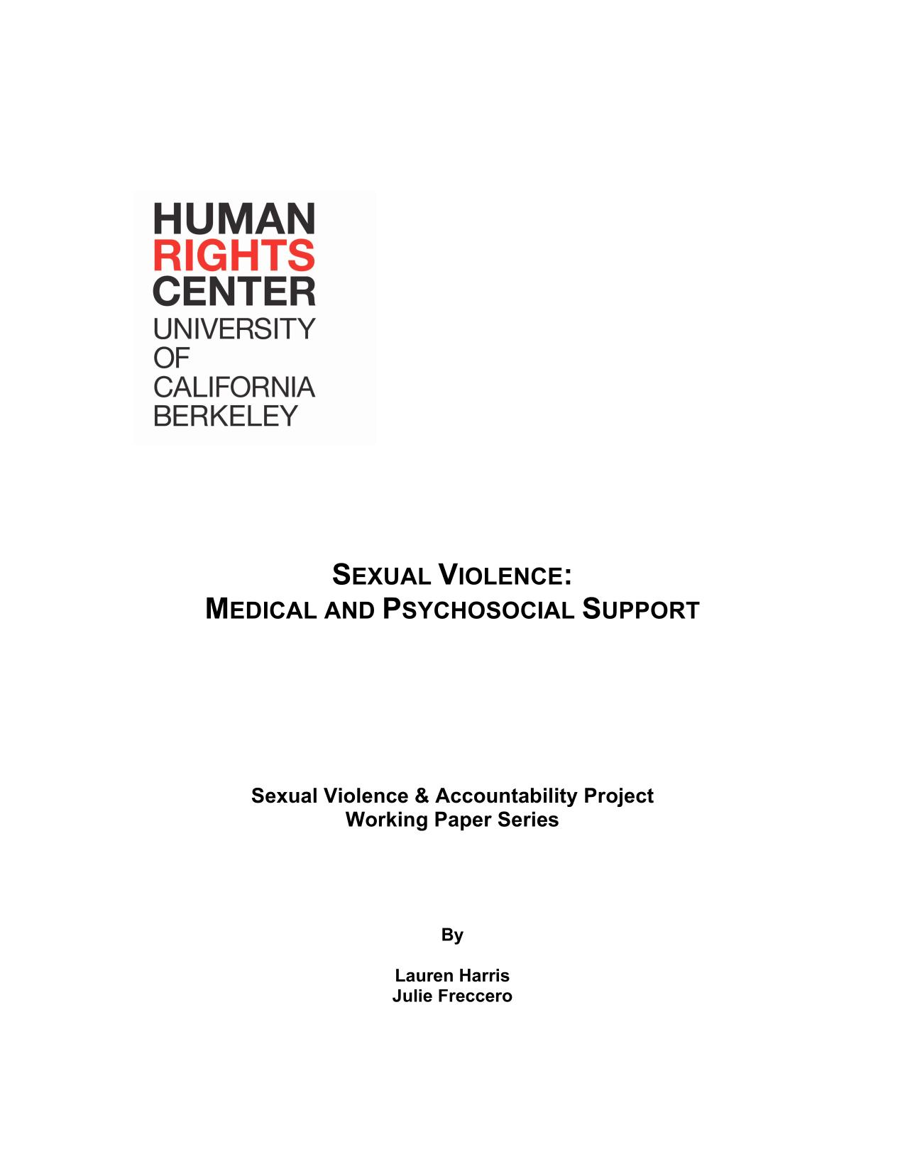Sexual Violence- Medical and Psychosocial Support