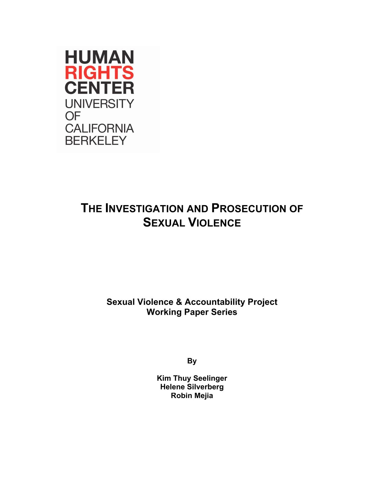 The Investigation and Prosecution of Sexual Violence