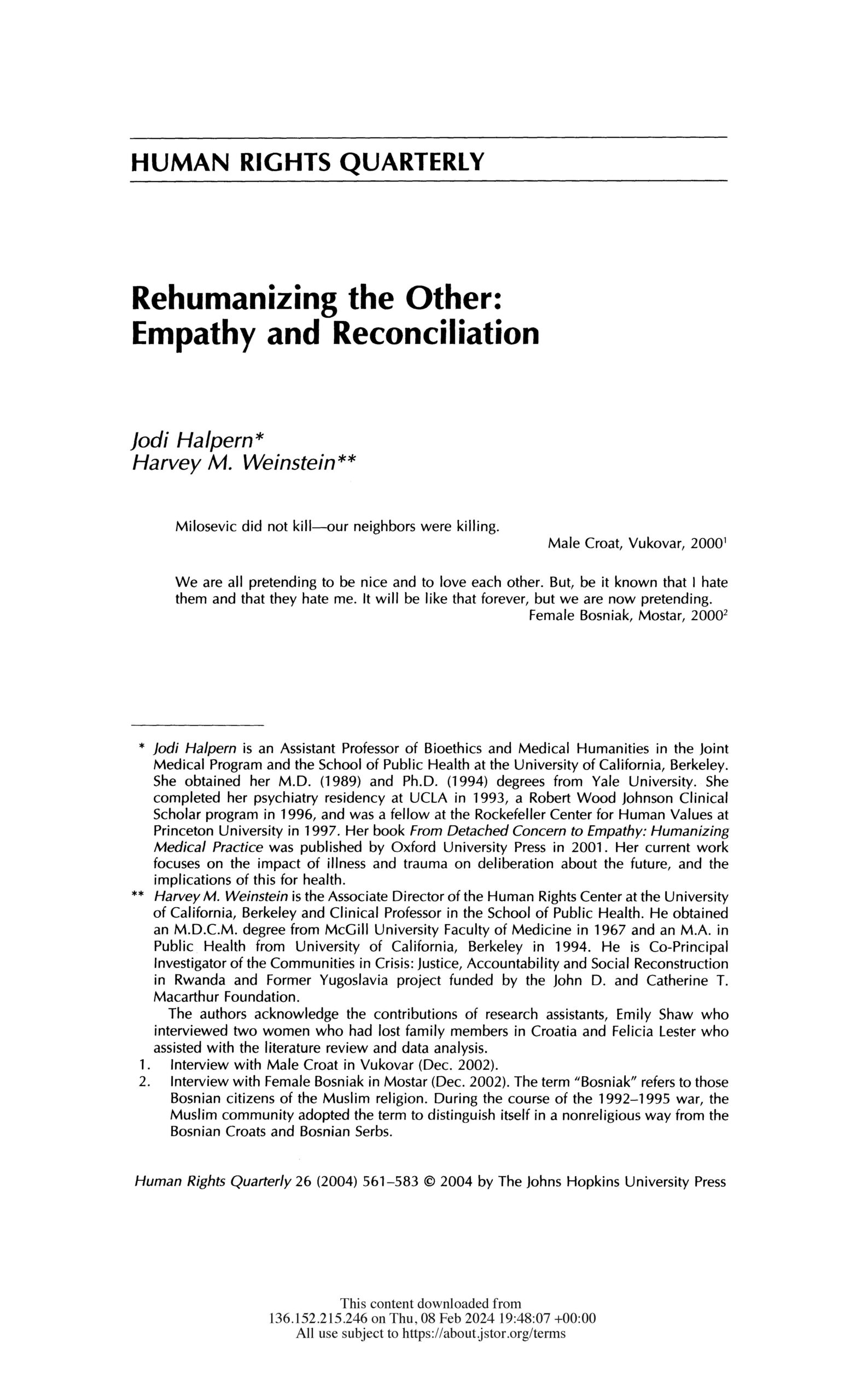 Pages from Rehumanizing the Other- Empathy and Reconciliation