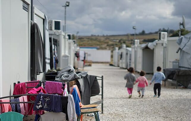A Syrian refugee camp in the outskirts of Athens. Since 2011, more than 6.6 million Syrians have been forced to flee their country and another 6.7 million remain internally displaced.