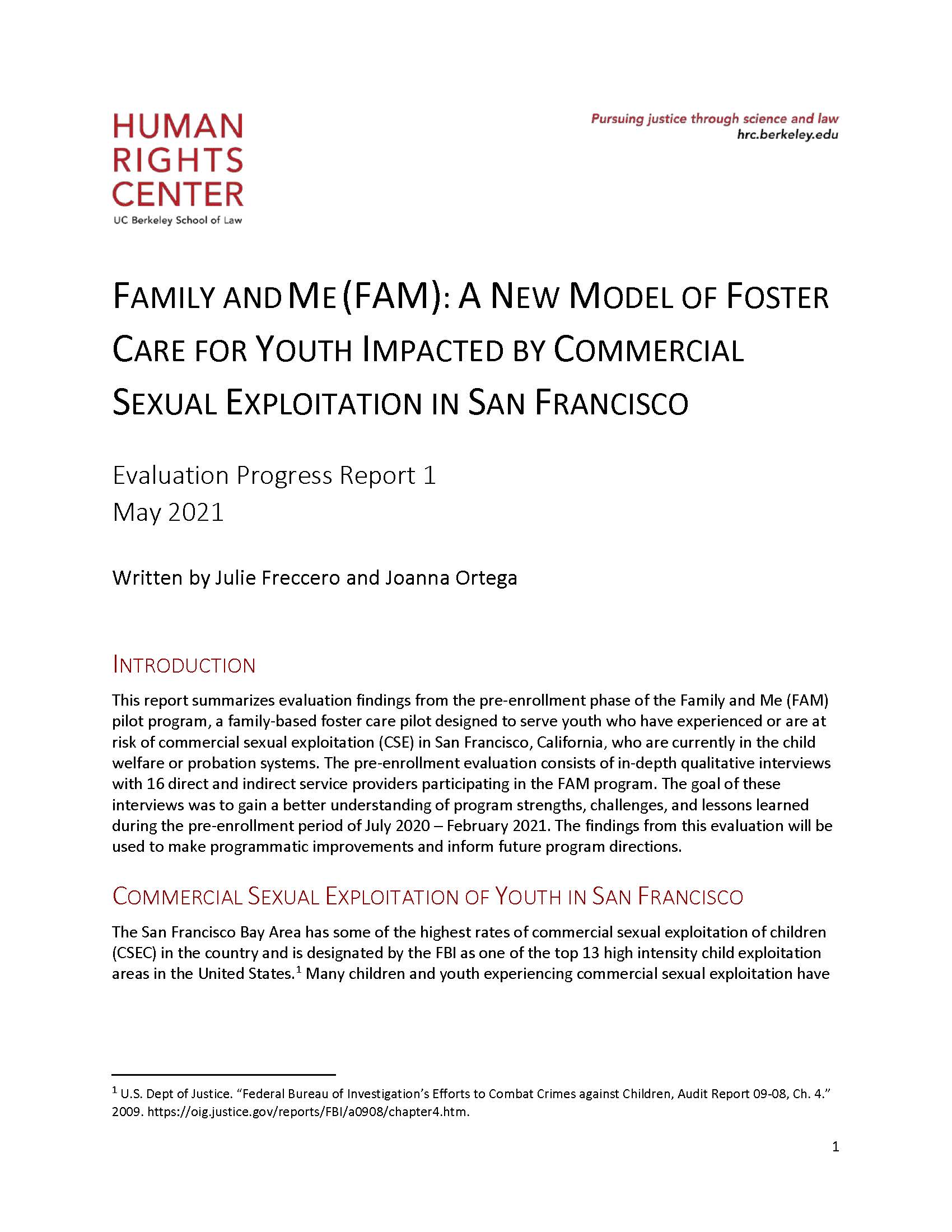 Pages from Family and Me (FAM)- A New Model of Foster Care for Youth Impacted by Commercial Sexual Exploitation in San Francisco (Evaluation 1)